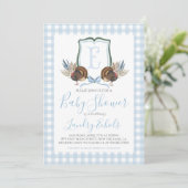Preppy Southern Blue Boy Turkey Hunter-Baby shower Kaart (Staand voorkant)