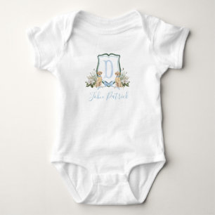 Preppy Southern Blue Dog Boy Baby shower Baby Romper