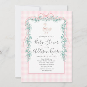 Preppy Southern dwaze ganzen baby shower uitnodigi Kaart