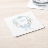 Preppy Southern Gingham monogram Afstuderen Vierkante Kartonnen Onderzetter (Schuin)