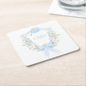 Preppy Southern Gingham monogram Afstuderen Vierkante Kartonnen Onderzetter (Schuin)