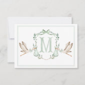 Préppy Southern Green Stork Carte de remerciements (Devant)