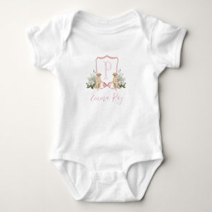 Preppy Southern Pink Dog Girl Baby shower Romper