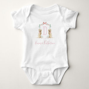 Preppy Southern Pink Girl Dog Baby shower Baby Romper