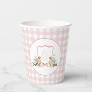 Preppy Southern Pink Girl Dog Baby shower Papieren Bekers