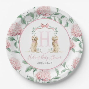 Preppy Southern Pink Girl Dog Baby shower Papieren Bordje