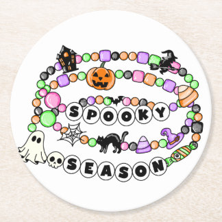 Preppy Spooky Seizoen Halloween Vriendschap Armban Ronde Kartonnen Onderzetter
