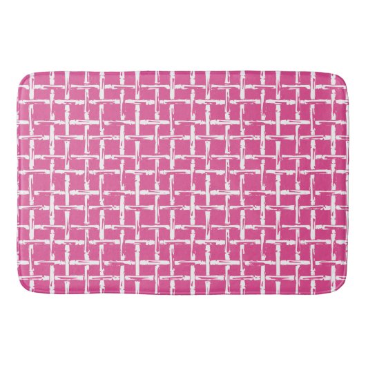 Preppy Square Lattice – Coordinating Hot Pink Badmat (Voorkant)