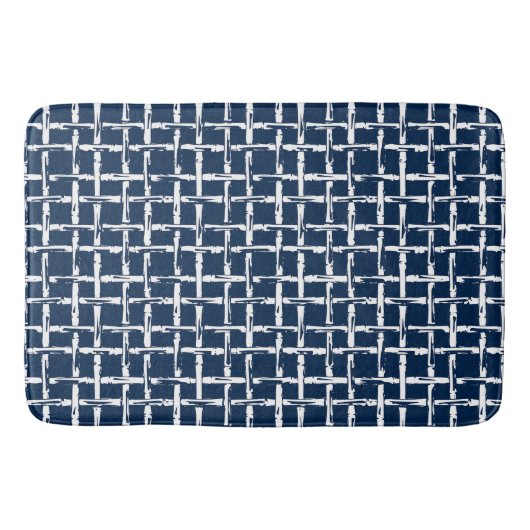 Preppy Square Lattice – Coordinating Navy Badmat (Voorkant)