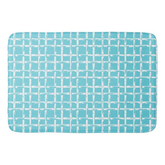 Preppy Square Lattice – Coordinating Turquoise Badmat (Voorkant)