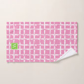 Preppy Square Lattice - Pink & Lime Green Monogram (Serviette à main)