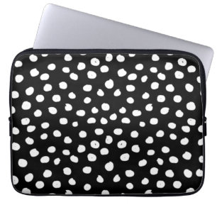 Preppy Stippen Modern Black White Animal Print Spo Laptop Sleeve