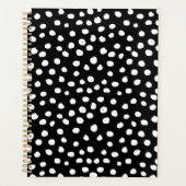 Preppy Stippen Modern Black White Animal Print Spo Planner (Voorkant)
