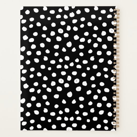 Preppy Stippen Modern Black White Animal Print Spo Planner (Achterkant)