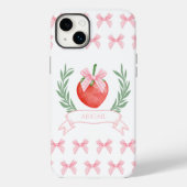 Preppy Strawberry Pink Gingham Bows gepersonalisee Case-Mate iPhone Case (Achterkant)