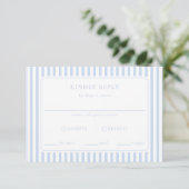 Preppy Streep Klassiek Blauwe Kust Bruiloft RSVP Kaartje (Staand voorkant)