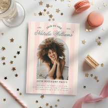 Preppy Strepen 30e Verjaardagsfeest Foto Roze