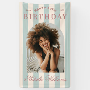 Preppy Strepen 30e Verjaardagsfeest Welkom Foto  Spandoek