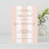 Preppy strepen girly Bat Mitswa Kaart (Staand voorkant)