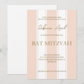 Preppy strepen girly Bat Mitswa Kaart (Voorkant / Achterkant)