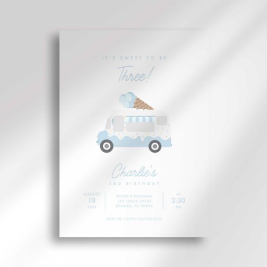 Preppy Stripe Ice Cream Truck Birthday Invitation