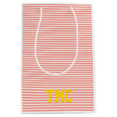 Preppy Stripe INITIALEN sinaasappel wit geel moder Medium Cadeauzakje (Voorkant)