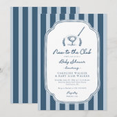 Preppy Stripe New to the Club Golf Baby Shower Kaart (Voorkant / Achterkant)
