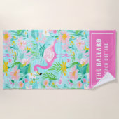 Preppy Summer Flamingo | Beach House Strandlaken (Voorkant)
