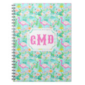 Preppy Summer Flamingo | Monogram Notitieboek (Voorkant)
