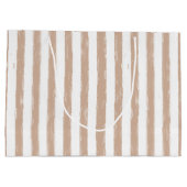 Preppy Tan Painted Stripes Monogram en naam Large Cadeautasje (Achterkant)