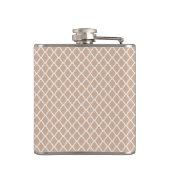 Preppy Tan Quatrefoil Mongogram met naam Heupfles (Achterkant)