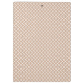 Preppy Tan Quatrefoil Mongogram met naam Klembord (Achterkant)