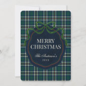 Preppy Tartan Plaid Christmas Photo Holiday Card Feestdagenkaart (Voorkant)