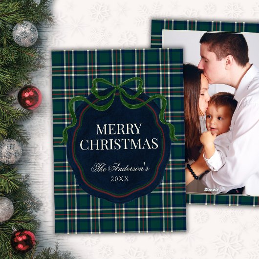 Preppy Tartan Plaid Christmas Photo Holiday Card Feestdagenkaart