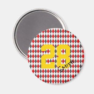 Preppy Team Spirit Argyle Red Nummer Magneet
