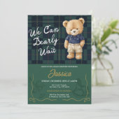 Preppy Teddy Bear Baby Shower Invitation (Debout devant)