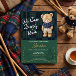 Preppy Teddy Bear Baby Shower Invitation Kaart