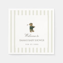 Preppy Teddy Bear Golf Baby Shower Nieuw in de Clu