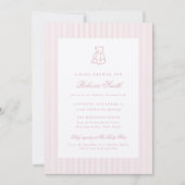 Preppy Teddy Bear Pink Girl Elegant Baby Shower Kaart (Voorkant)