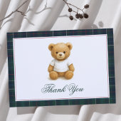 Preppy Teddy Bear Plaid Baby shower Bedankkaart