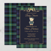 Preppy Teddy Bear Plaid Baby Shower Invitation (Devant / Derrière)