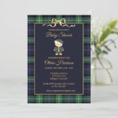 Preppy Teddy Bear Plaid Baby Shower Invitation (Debout devant)