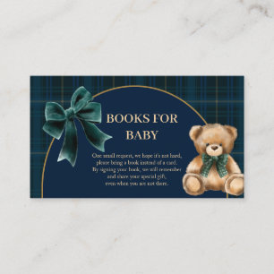 Preppy Teddybeer Groene Geruite Boeken voor Baby Informatiekaartje