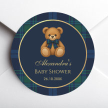 Preppy Teddybeer Navyblauw Schotse Ruit Jongens Ba