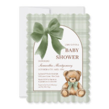 Preppy Teddybeer Sage Gestreepte Baby Shower Uitno