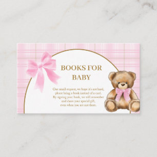 Preppy Teddyshirt Roze Plaid Boeken voor Baby Kaar Informatiekaartje