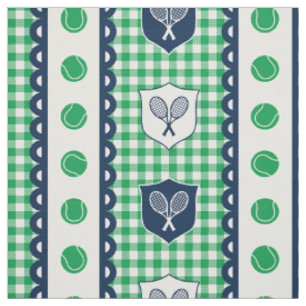 Preppy Tennis Crest Gingham - Groen & Marineblauw Stof
