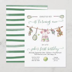 Preppy Tennis Jongen Verjaardag draaien een Kaart