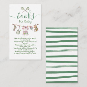 Preppy Tennis Jongen waslijn boeken voor baby Informatiekaartje