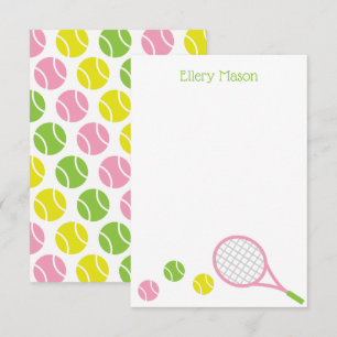 Preppy Tennis-kaarten voor gepersonaliseerde flatp Bedankkaart